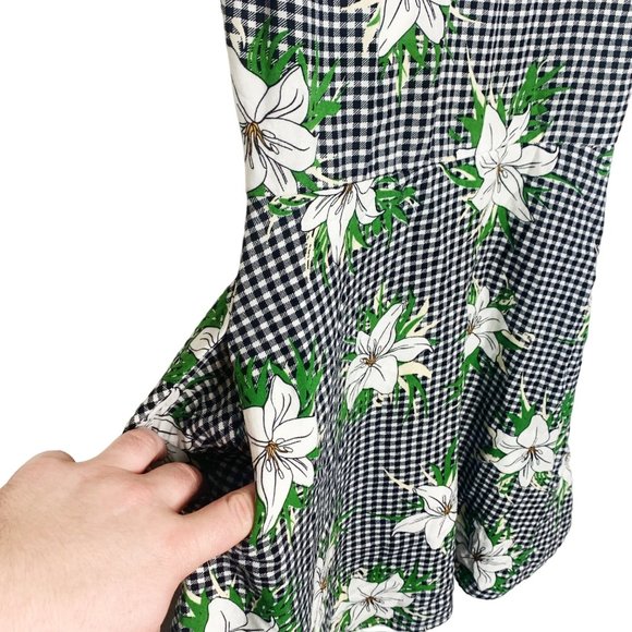 Lulus Checkered Floral White Yellow Flower Mini Dress Cut Out Short Sleeve Small - Picture 13 of 16